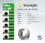 Tianqiu CR1632 3V Lithium Coin Cell Batteries (5 Batteries) - Image 2