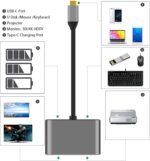 USB C to VAG HDMI Adapter, 4 in 1 USB C Hub Multiport Adapter with 4K HDMI Port, VGA Port, USB 3.0 Port, 100W Power Delivery, Compatible with MacBook Pro/Air, iPad Pro,or Type-C Phones Tablets Laptops - Image 3