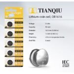 Tianqiu CR1616 3V Lithium Coin Cell Batteries (5 Batteries) - Image 2