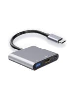 USB C to VAG HDMI Adapter, 4 in 1 USB C Hub Multiport Adapter with 4K HDMI Port, VGA Port, USB 3.0 Port, 100W Power Delivery, Compatible with MacBook Pro/Air, iPad Pro,or Type-C Phones Tablets Laptops