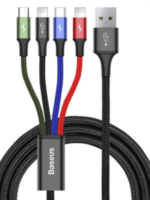Baseus Three Primary Colors 3-in-1 USB Cable - Micro USB/iOS/Type-C Cable with Nylon Braid 3.5A (30 cm)