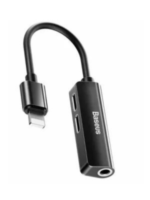 Baseus 3-in-1 iP Male to Dual iP & 3.5mm Female Adapter L52 – Black