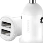 Baseus Grain Pro Car Charger 2-port USB car charger (5V/ 4.8A, Dual USB Port Auto Quick charger) White
