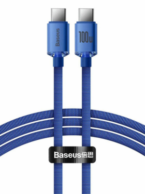 Untitled design (6) Baseus Crystal Shine fast charging data cable Type-C to Type-C 100W 1.2mt blue - Image 1