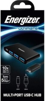 HC304AC 4 Port 12cm Plug & Play USB Hub with USB Cable – Black - Image 4