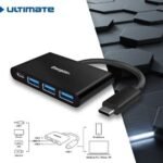 HC304AC 4 Port 12cm Plug & Play USB Hub with USB Cable – Black - Image 2