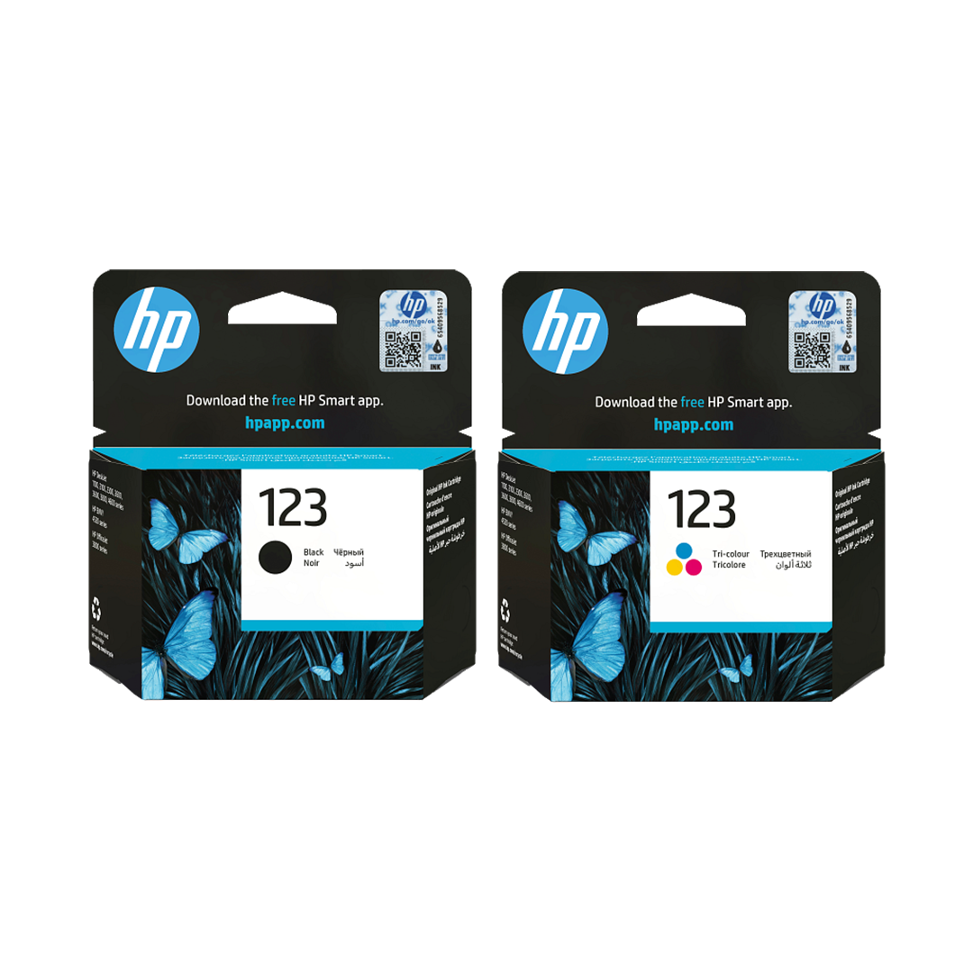 HP-123-Original-Ink-Cartridge-Black-Tri-color HP 123 Original Ink Cartridge – Black, Tri-color - الصورة 1
