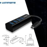 ⁦HC304A-Hub 4 in1-USB C3.1 with USB Cable-4 Ports-12 cm Plug & Play-Black⁩ - الصورة ⁦2⁩