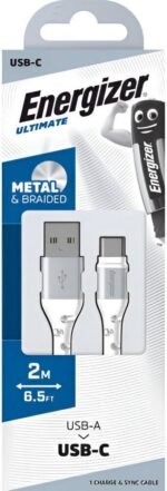 ⁦C520CKWH USB-A/USB-C Cable, 2 m, White/Silver Braided⁩ - الصورة ⁦4⁩